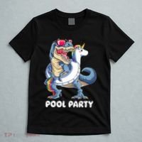 Pool Party Dinosaur Unicorn T Rex Float Rainbow Gift T-Shirt thumb 5
