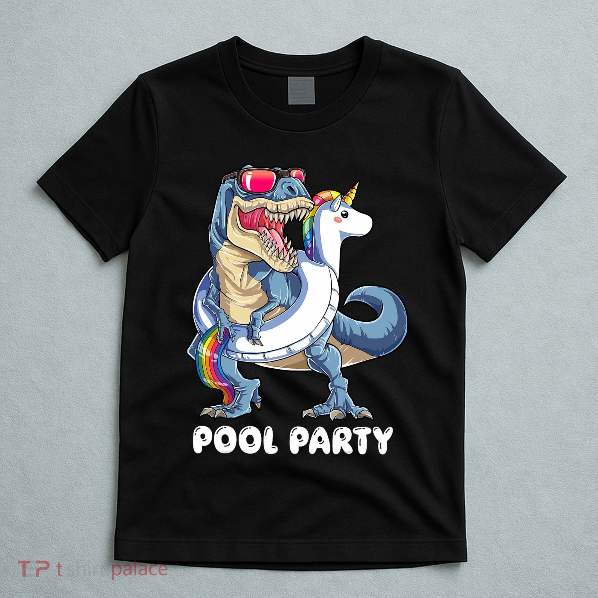 Pool Party Dinosaur Unicorn T Rex Float Rainbow Gift T-Shirt