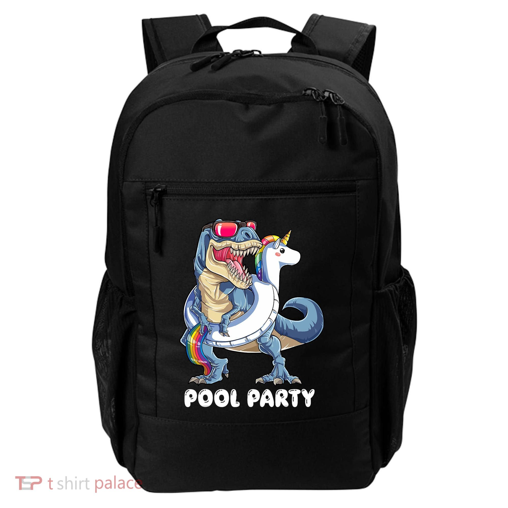 Pool Party Dinosaur Unicorn T Rex Float Rainbow Gift Backpack