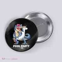 Pool Party Dinosaur Unicorn T Rex Float Rainbow Gift Button thumb 0