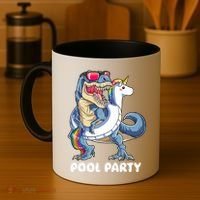 Pool Party Dinosaur Unicorn T Rex Float Rainbow Gift Coffee Mug thumb 4