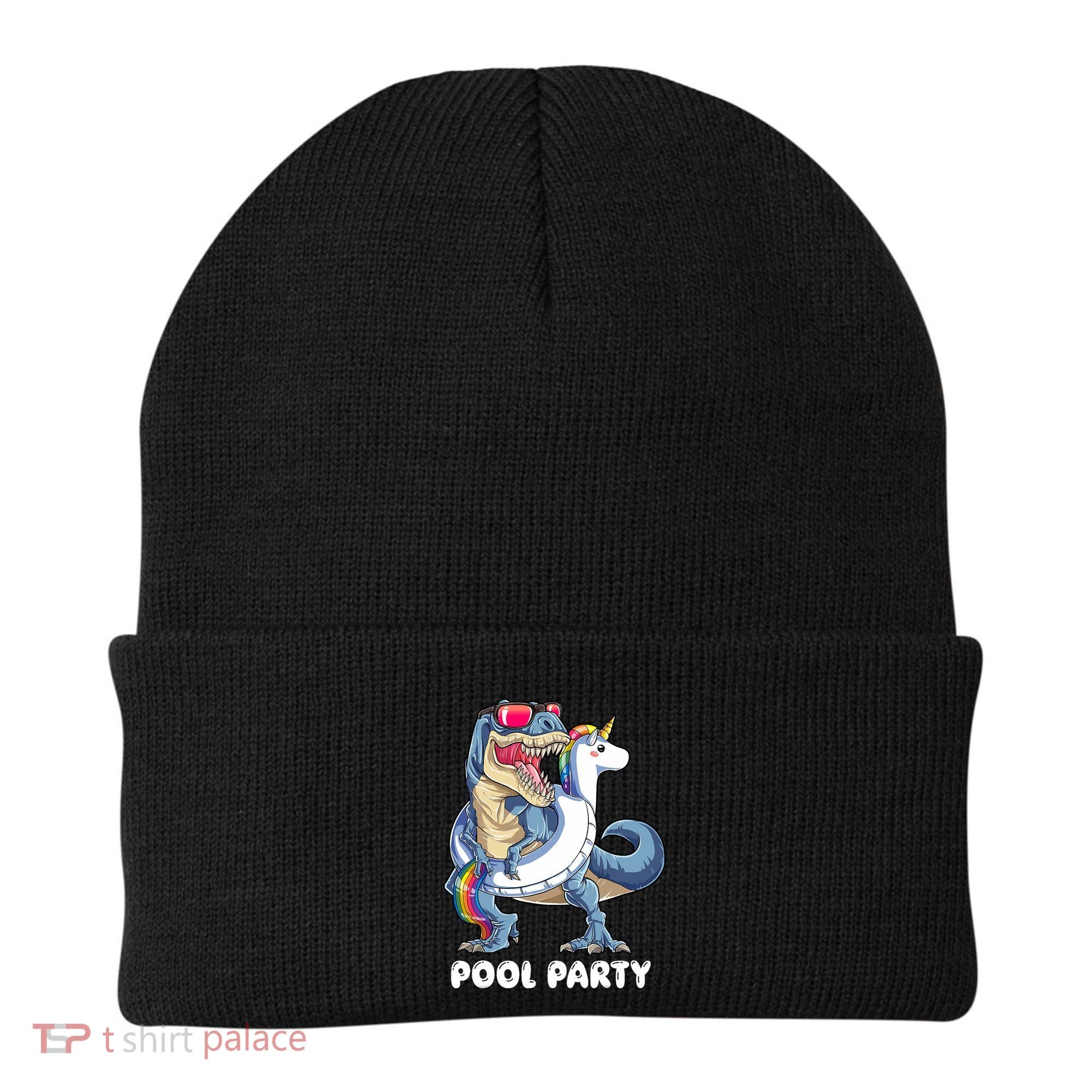 Pool Party Dinosaur Unicorn T Rex Float Rainbow Gift Beanie