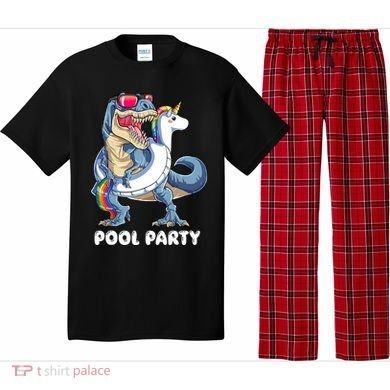 Pool Party Dinosaur Unicorn T Rex Float Rainbow Gift Pajama Set