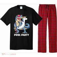 Pool Party Dinosaur Unicorn T Rex Float Rainbow Gift Pajama Set thumb 0