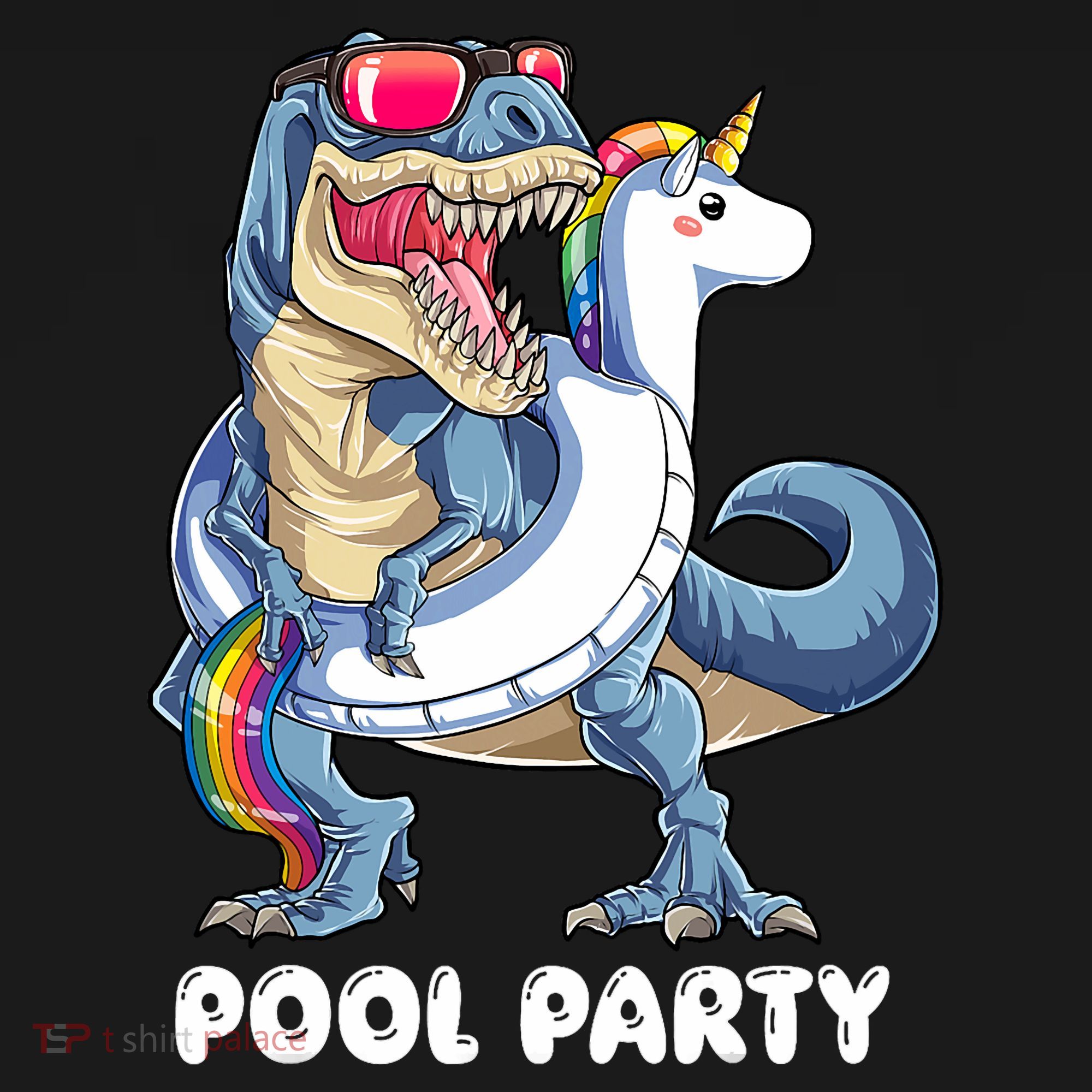 Pool Party Dinosaur Unicorn T Rex Float Rainbow Gift Pajama Set