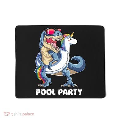 Pool Party Dinosaur Unicorn T Rex Float Rainbow Gift Mousepad