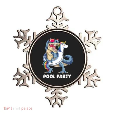 Pool Party Dinosaur Unicorn T Rex Float Rainbow Gift Ornament