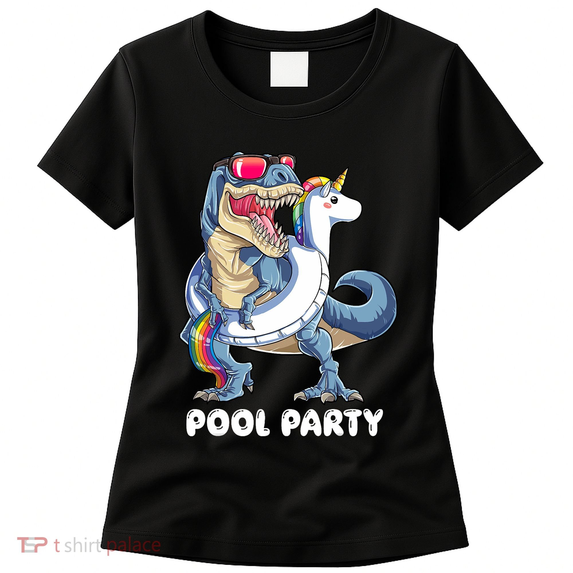 Pool Party Dinosaur Unicorn T Rex Float Rainbow Gift Women's T-Shirt