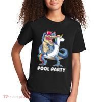 Pool Party Dinosaur Unicorn T Rex Float Rainbow Gift Kids T-Shirt thumb 2