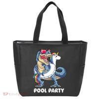 Pool Party Dinosaur Unicorn T Rex Float Rainbow Gift Tote Bag thumb 0