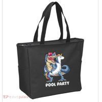 Pool Party Dinosaur Unicorn T Rex Float Rainbow Gift Tote Bag thumb 2