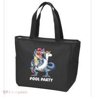 Pool Party Dinosaur Unicorn T Rex Float Rainbow Gift Tote Bag thumb 3
