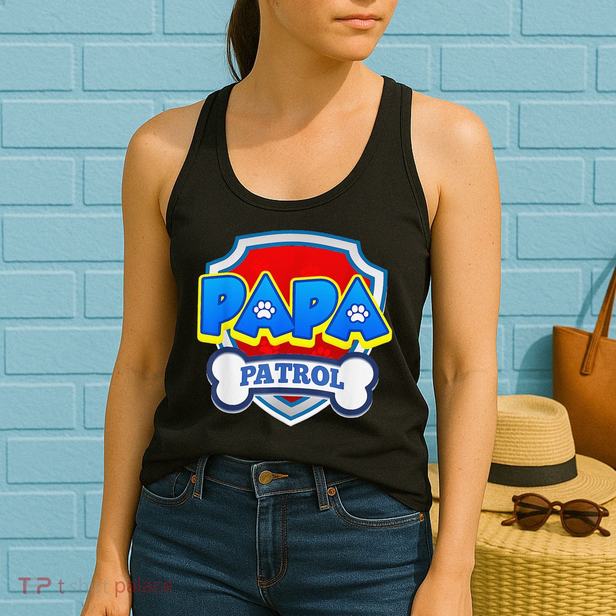Papa Patrol Dog Funny Gift Birthday Party Women's Tank Top