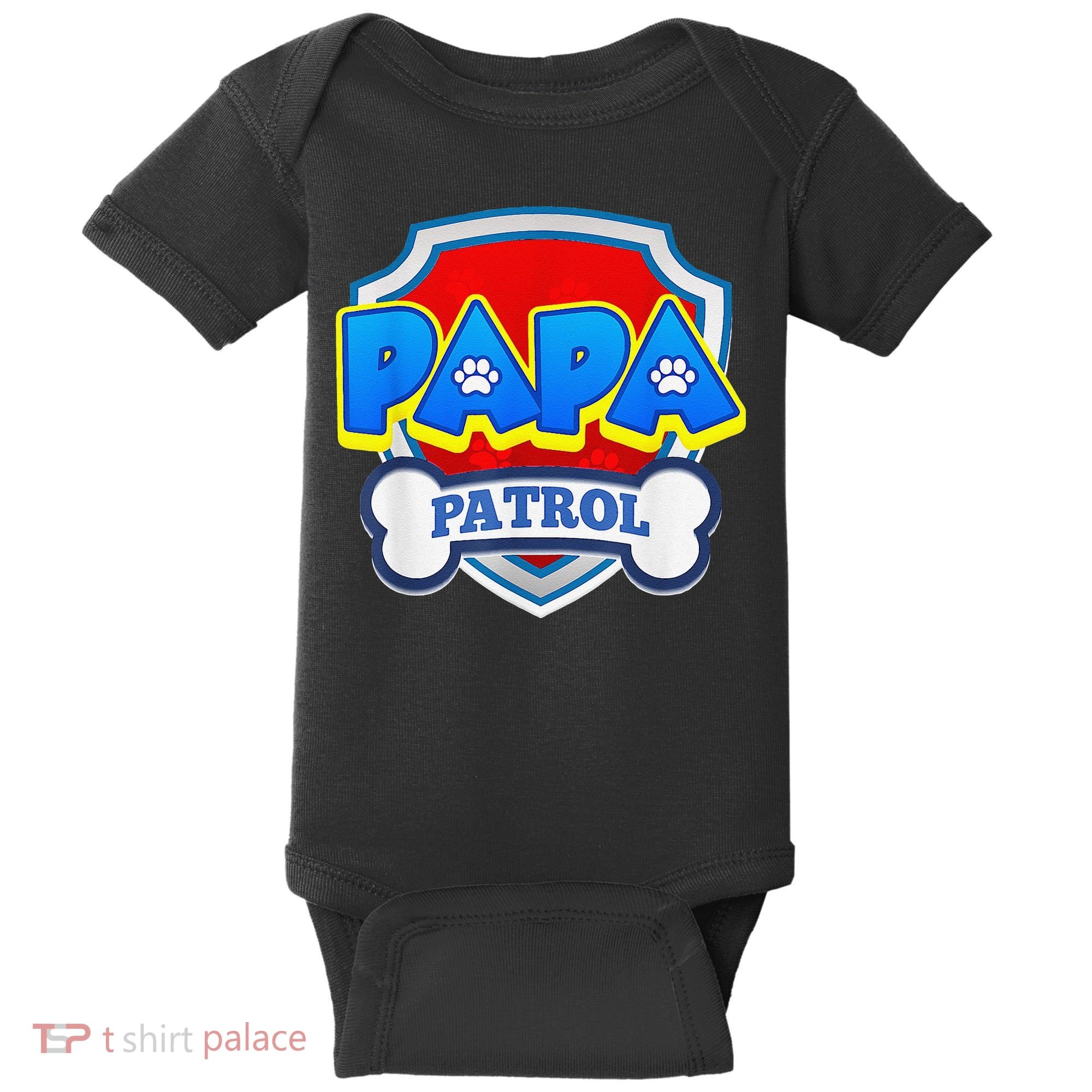 Papa Patrol Dog Funny Gift Birthday Party Baby Bodysuit
