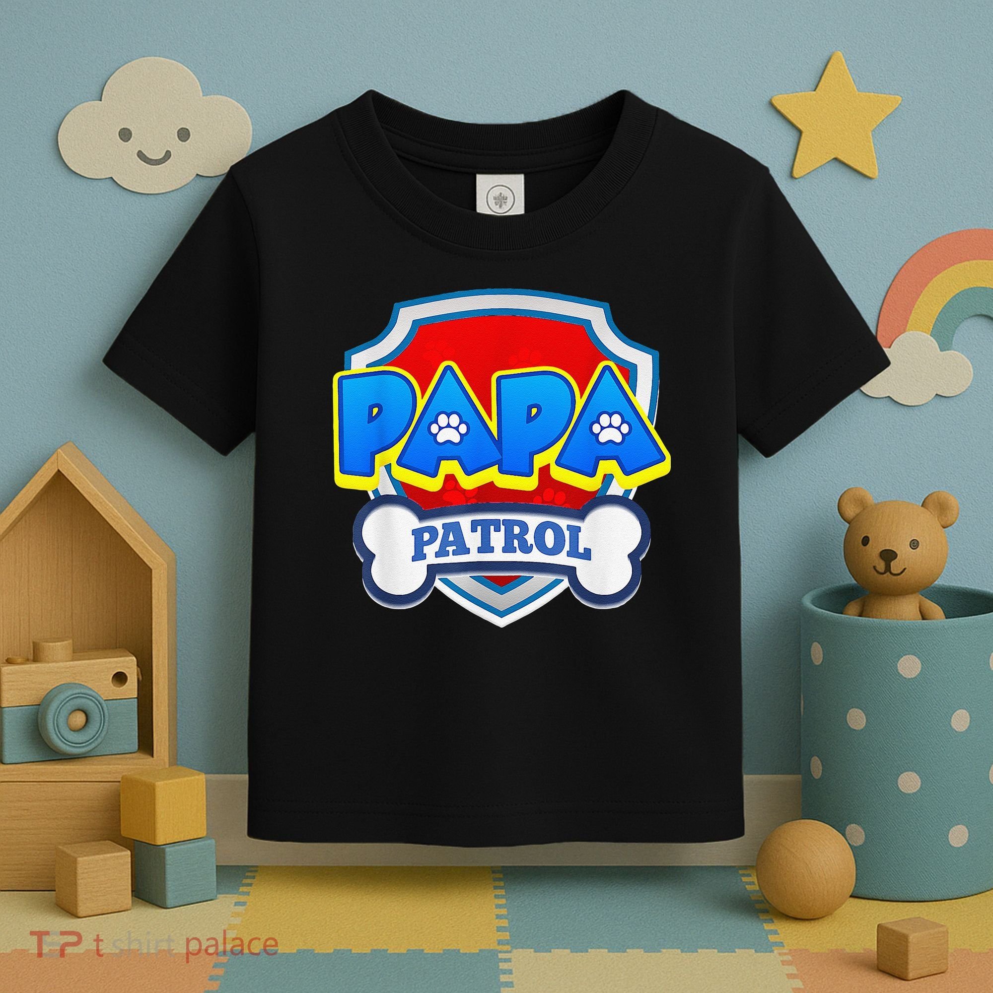Papa Patrol Dog Funny Gift Birthday Party Toddler T-Shirt