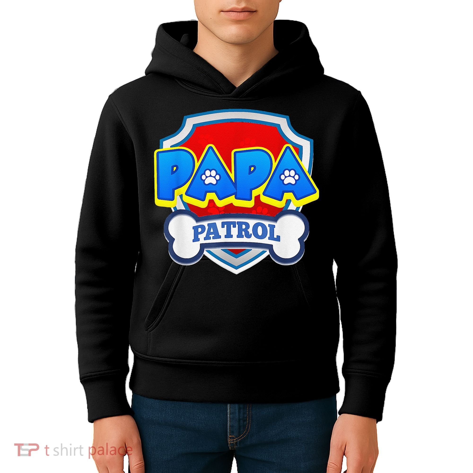 Papa Patrol Dog Funny Gift Birthday Party Kids Hoodie