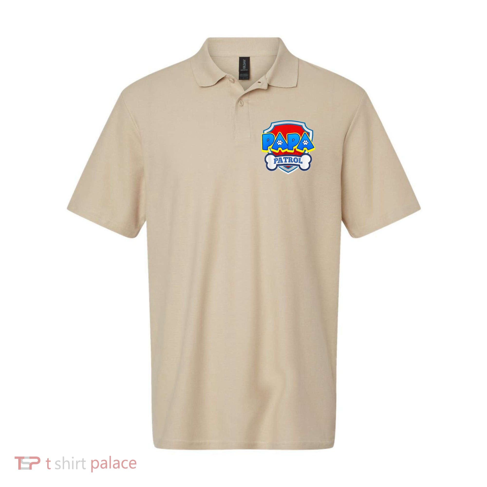 Papa Patrol Dog Funny Gift Birthday Party Polo