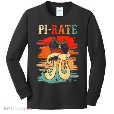 Pi-Rate Pi Day Mathematician Math Geek Pirate Lover Kids Long Sleeve Shirt