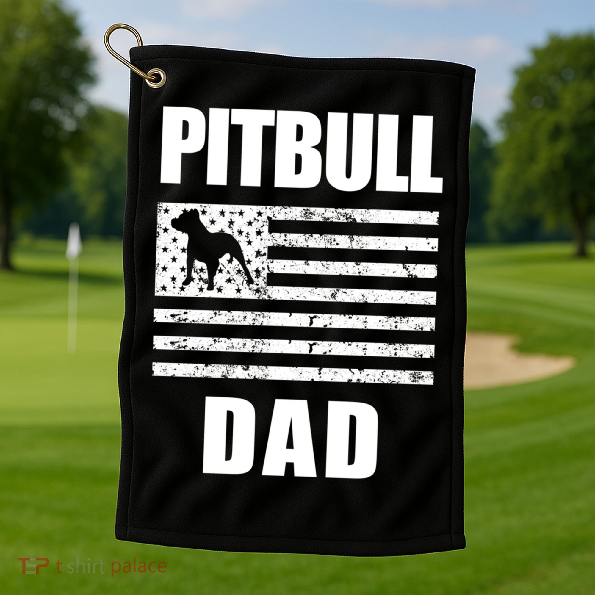 Proud Pitbull Dad American Bully Men's Great Gift Sweater Golf Towel
