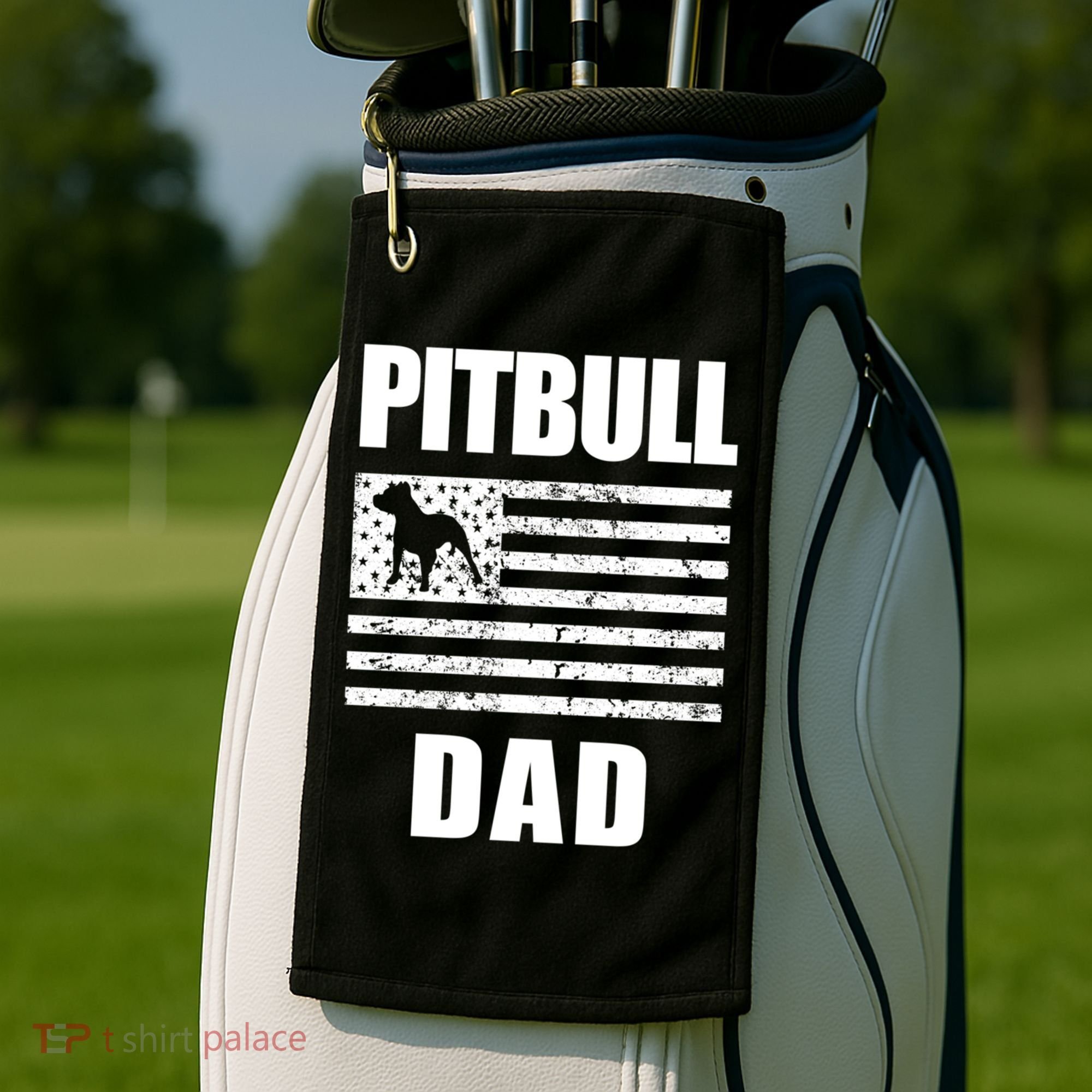 Proud Pitbull Dad American Bully Men's Great Gift Sweater Golf Towel
