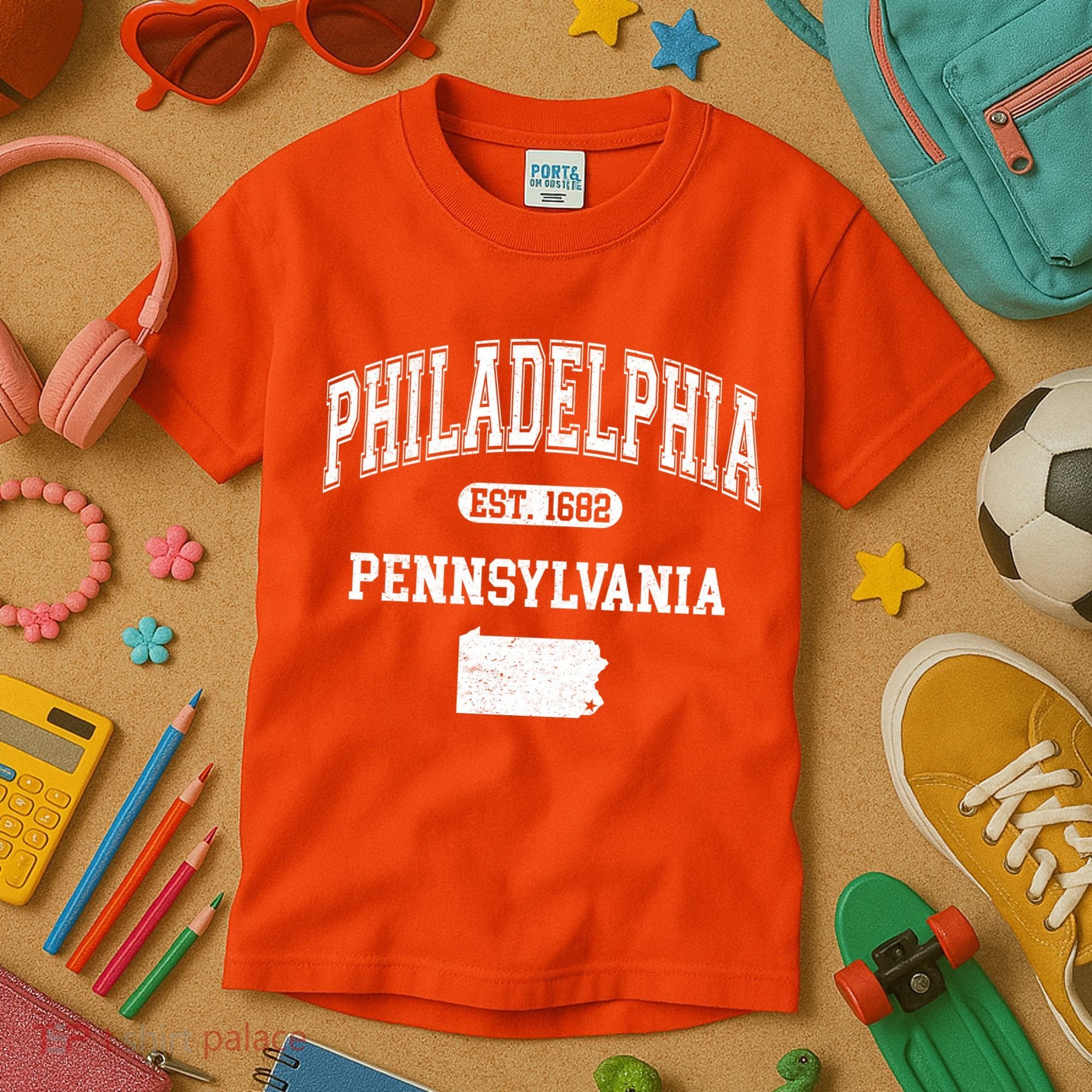 Philadelphia Pennsylvania Est 1682 Varsity Kids T-Shirt