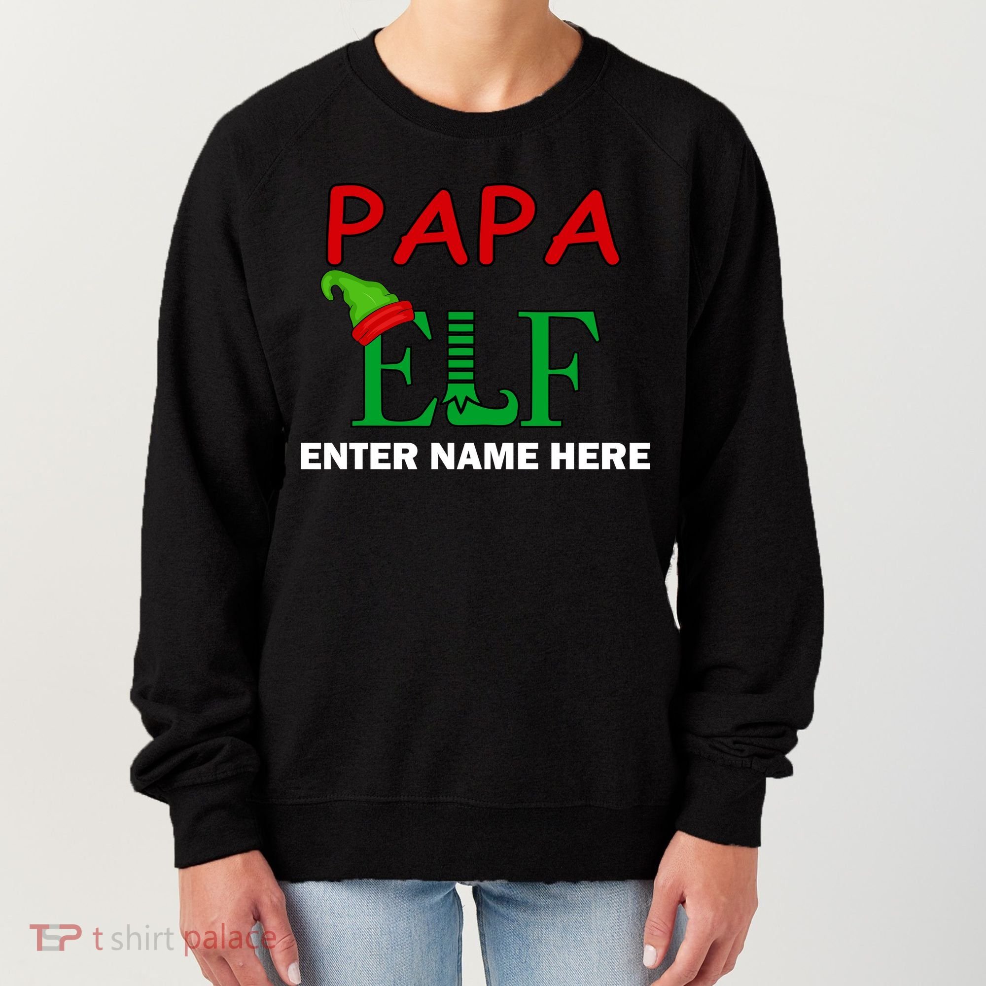 Personalize Papa Elf Custom Family Matching Christmas Women's Sweatshirt