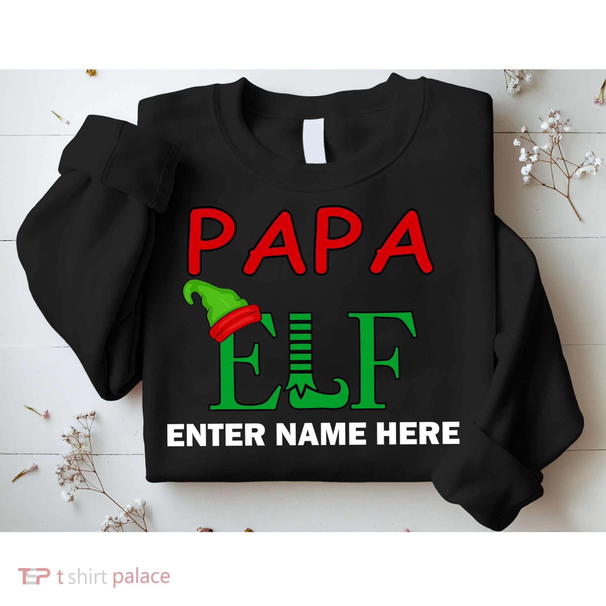 Personalize Papa Elf Custom Family Matching Christmas Sweatshirt