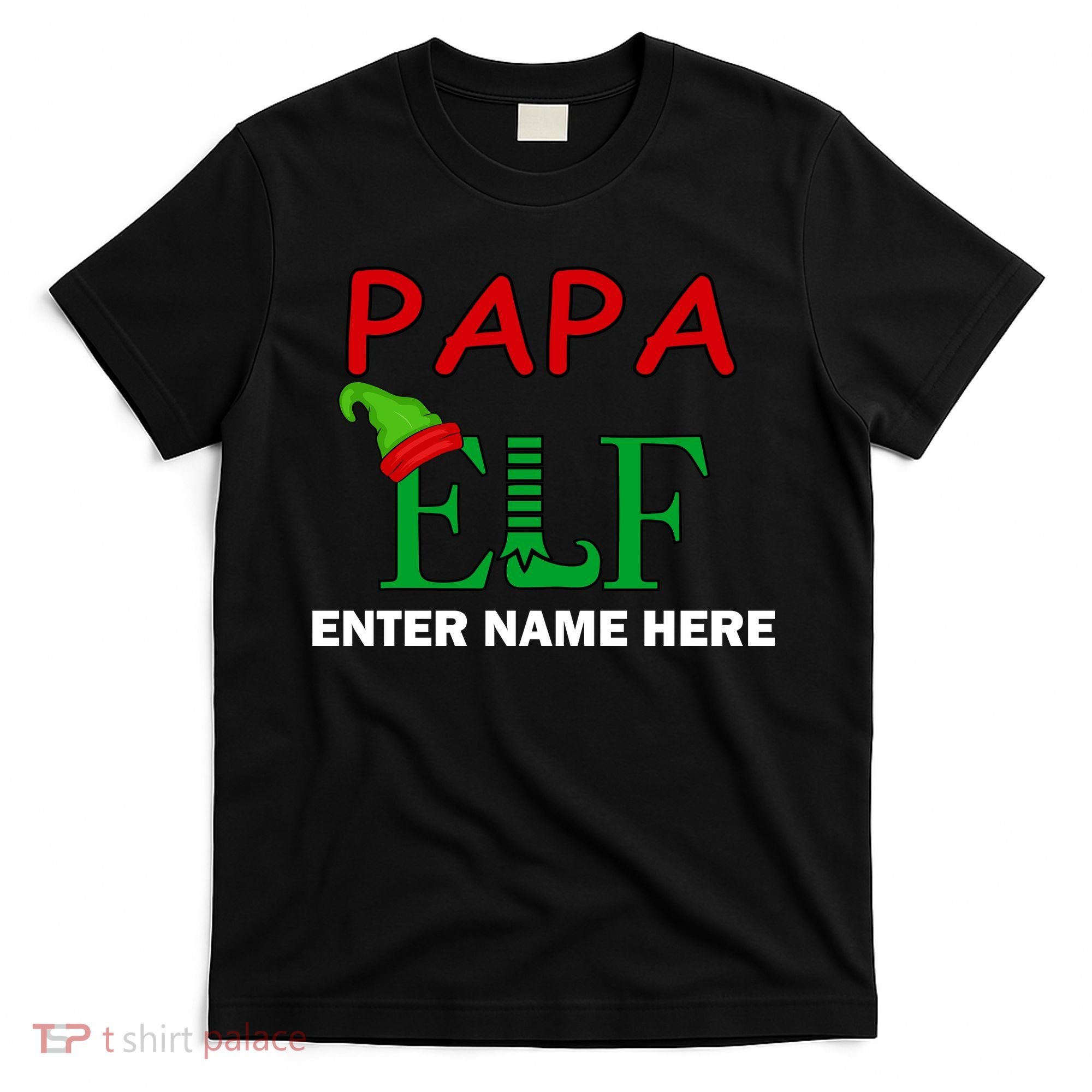 Personalize Papa Elf Custom Family Matching Christmas T-Shirt