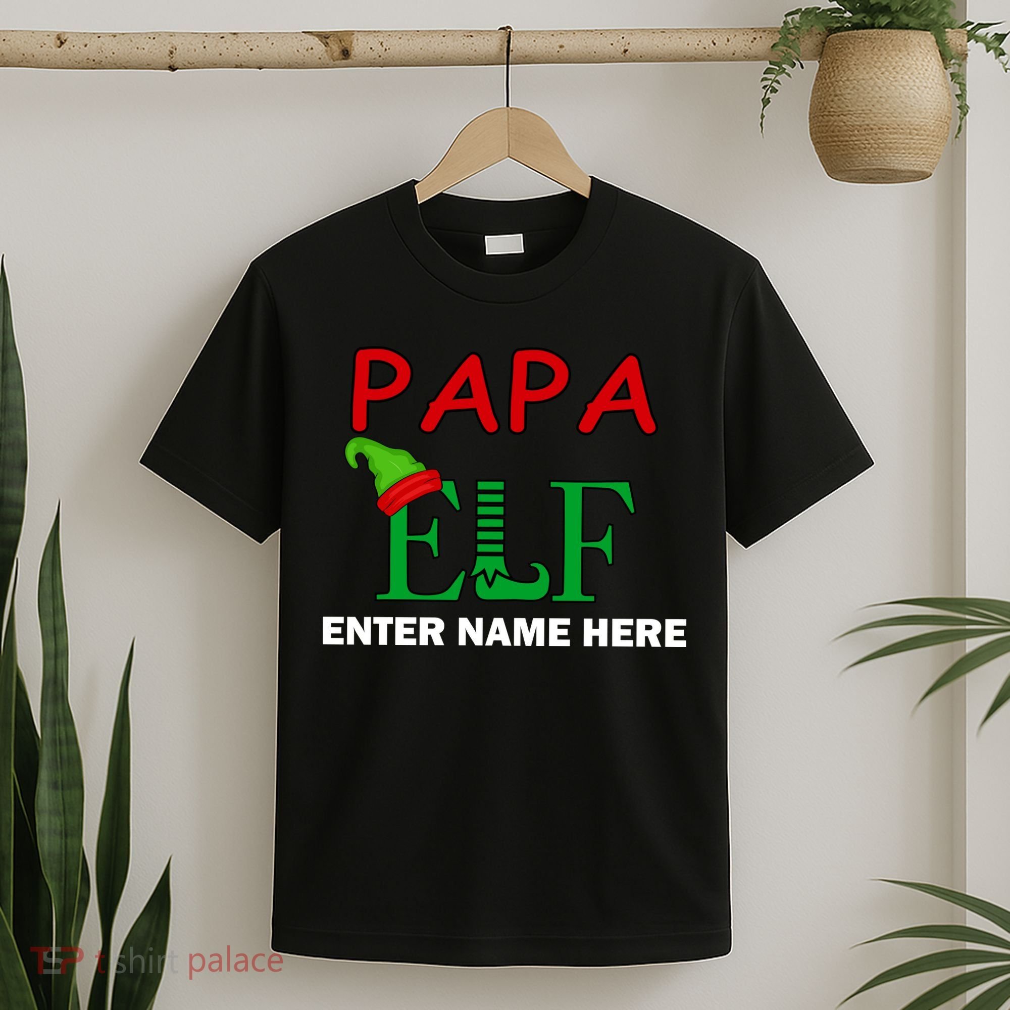 Personalize Papa Elf Custom Family Matching Christmas T-Shirt
