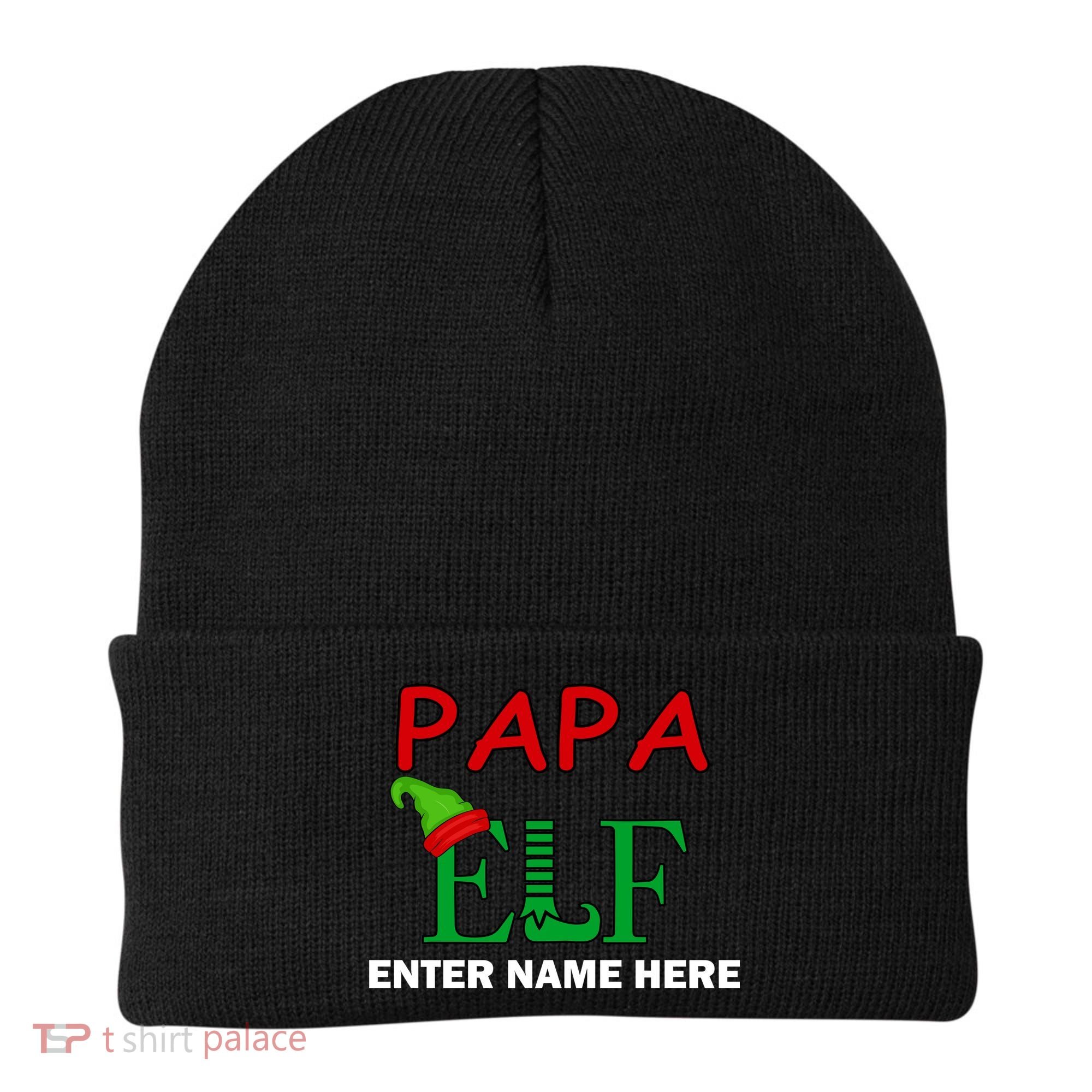 Personalize Papa Elf Custom Family Matching Christmas Beanie