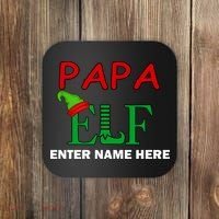 Personalize Papa Elf Custom Family Matching Christmas Coaster thumb 0