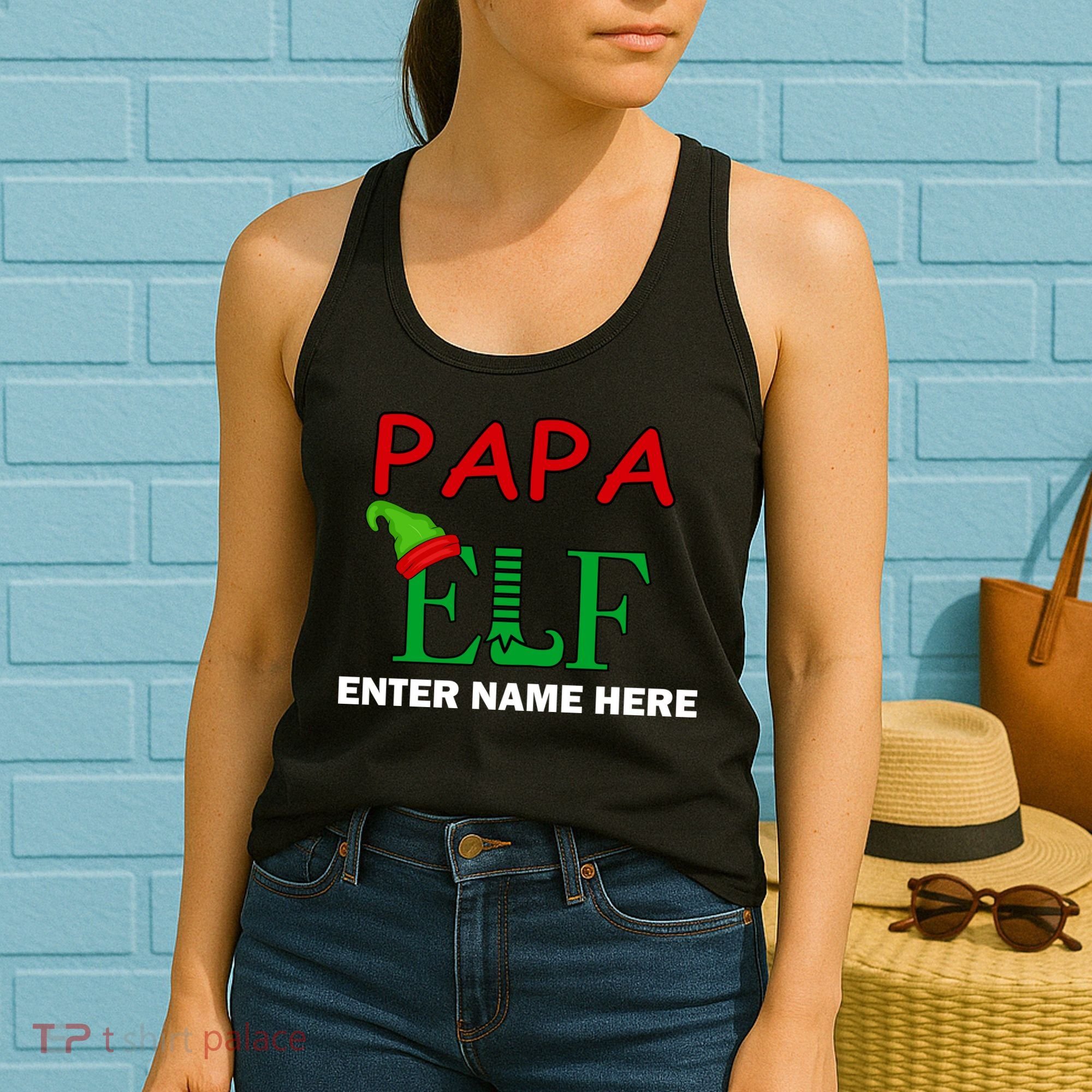 Personalize Papa Elf Custom Family Matching Christmas Women's Tank Top