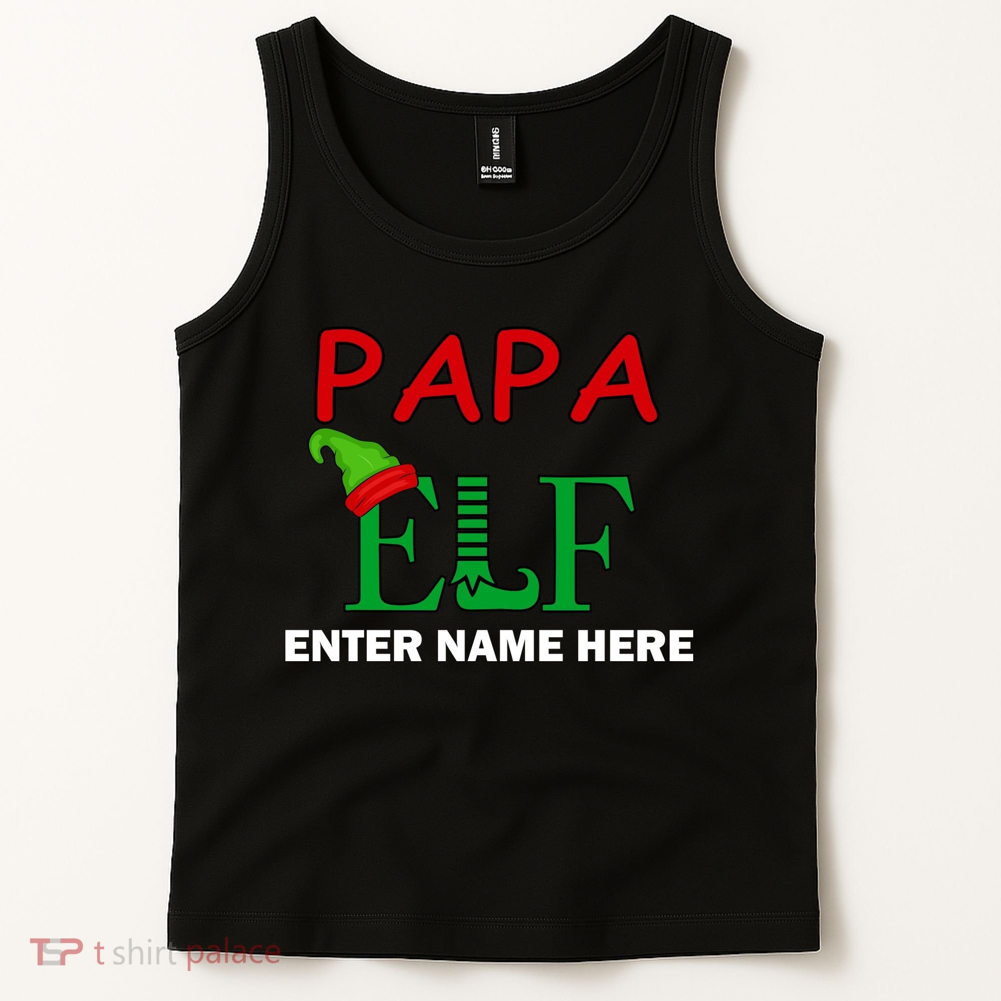 Personalize Papa Elf Custom Family Matching Christmas Tank Top