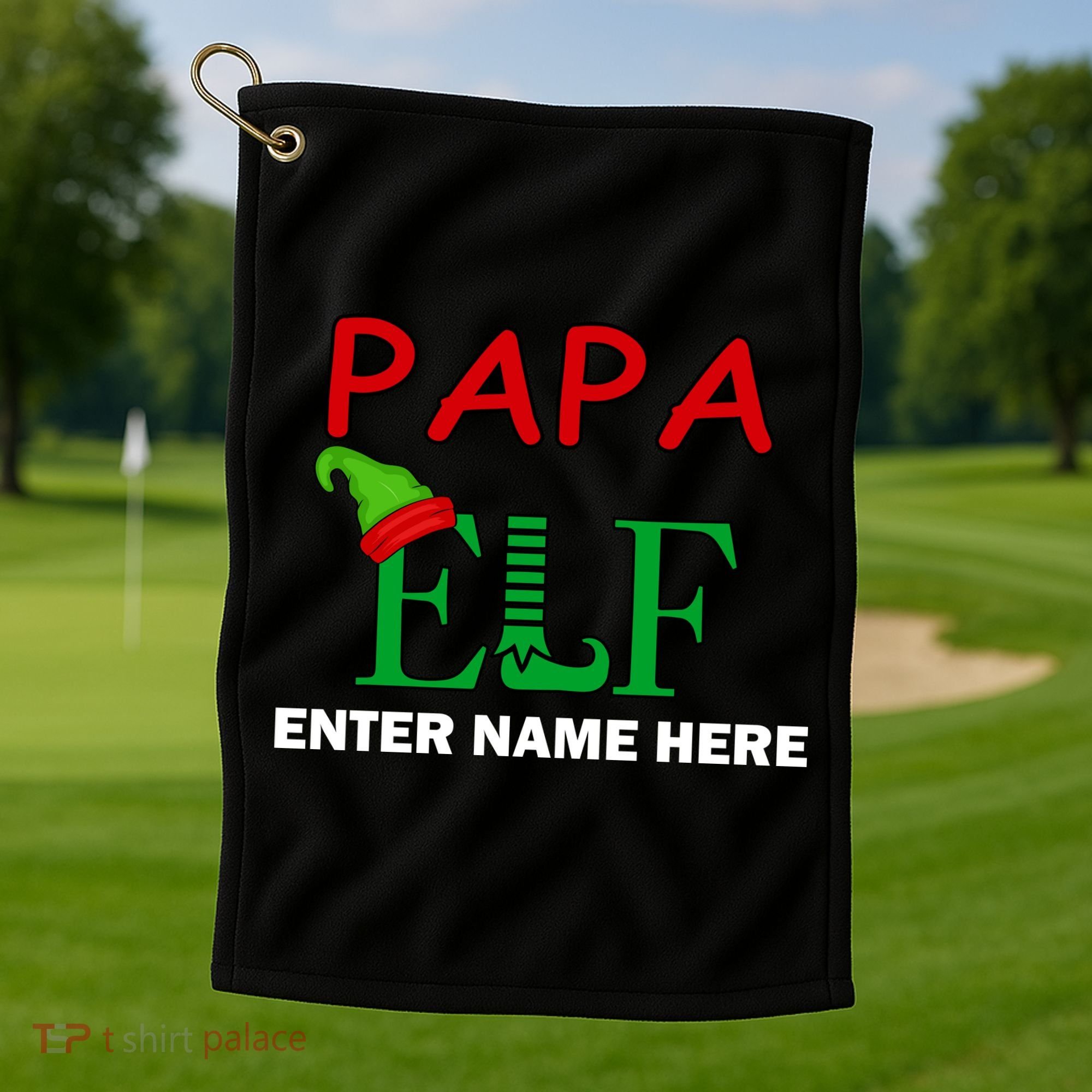 Personalize Papa Elf Custom Family Matching Christmas Golf Towel