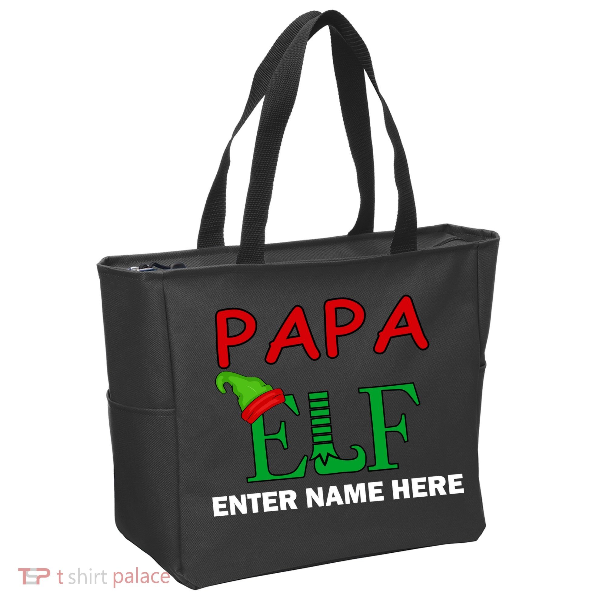 Personalize Papa Elf Custom Family Matching Christmas Tote Bag