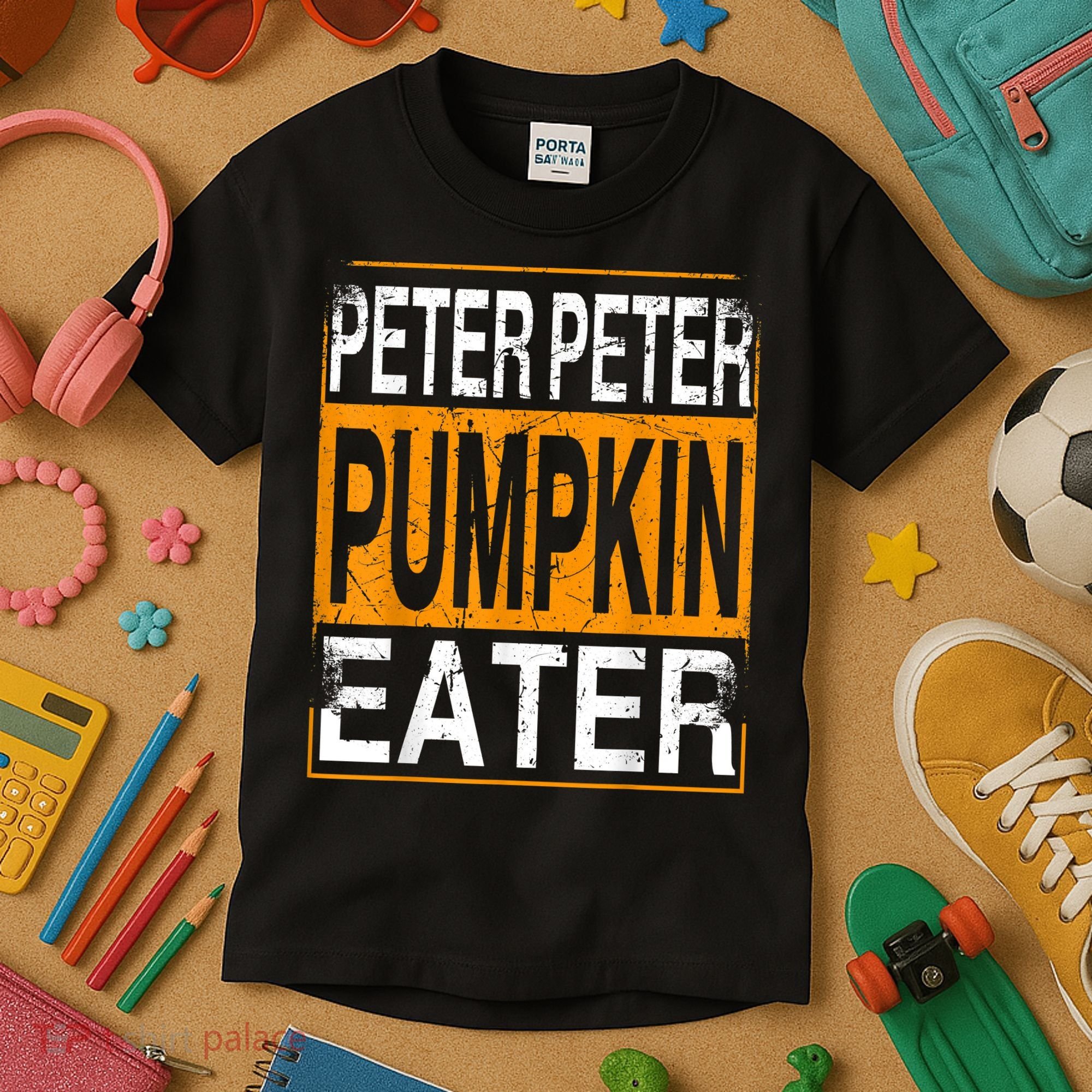 Peter Pumpkin Eater Halloween Funny Distressed Kids T-Shirt