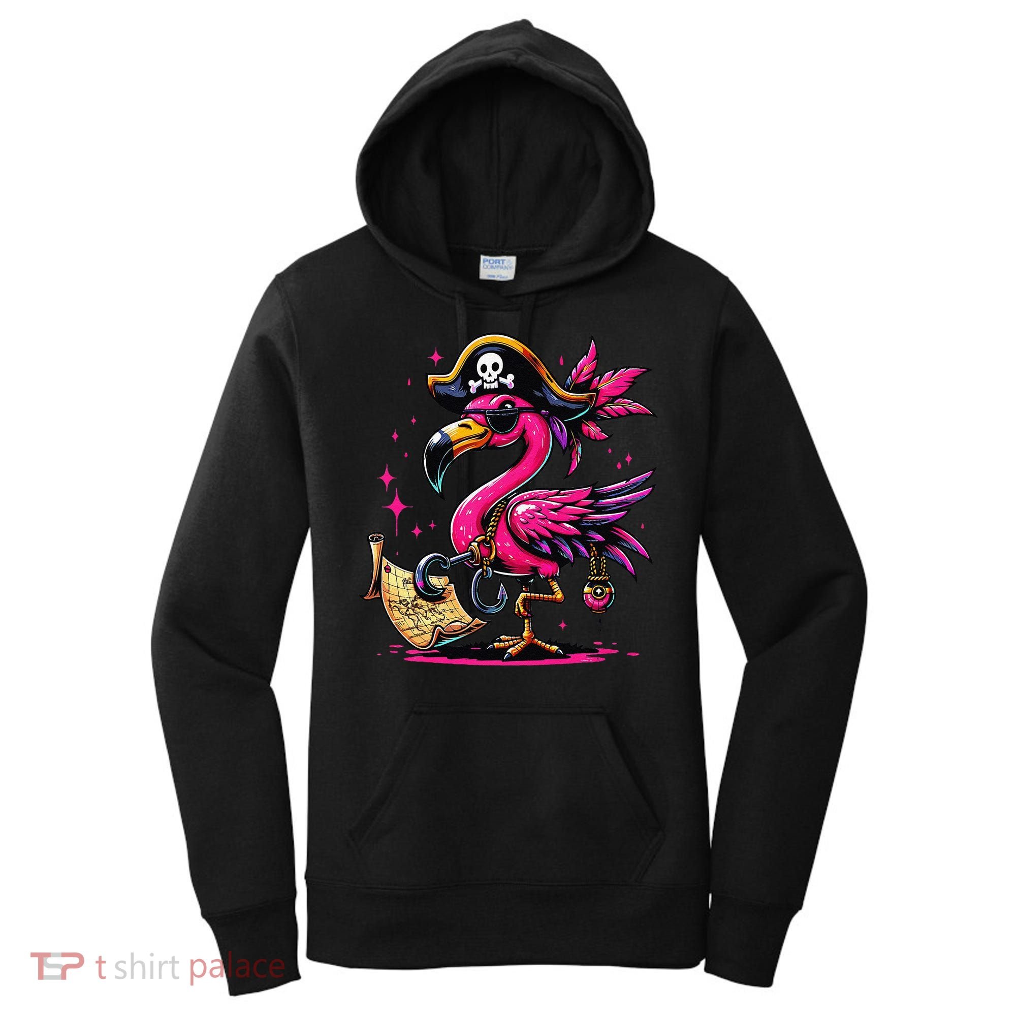 Pirate Pin.K Flamingo Halloween Party Jolly Roger Women's Hoodie