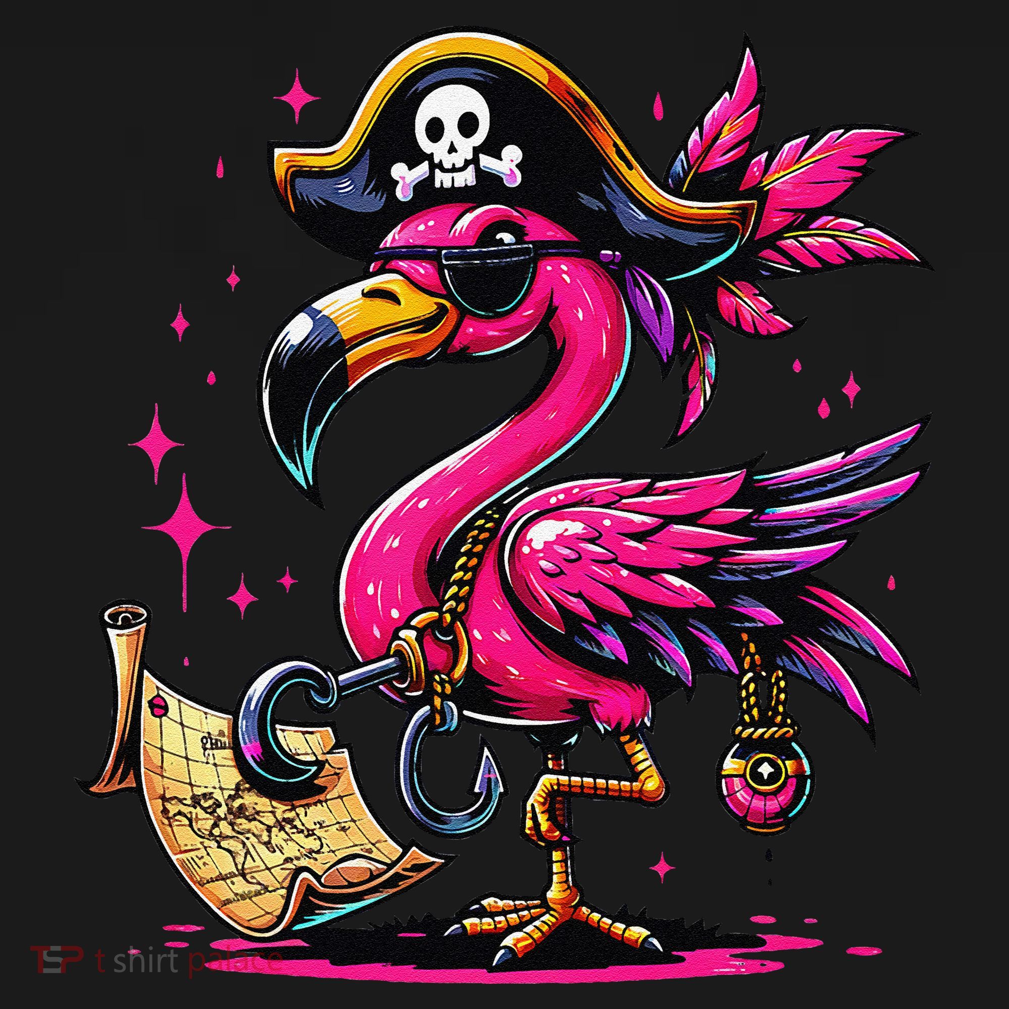 Pirate Pin.K Flamingo Halloween Party Jolly Roger Women's Hoodie