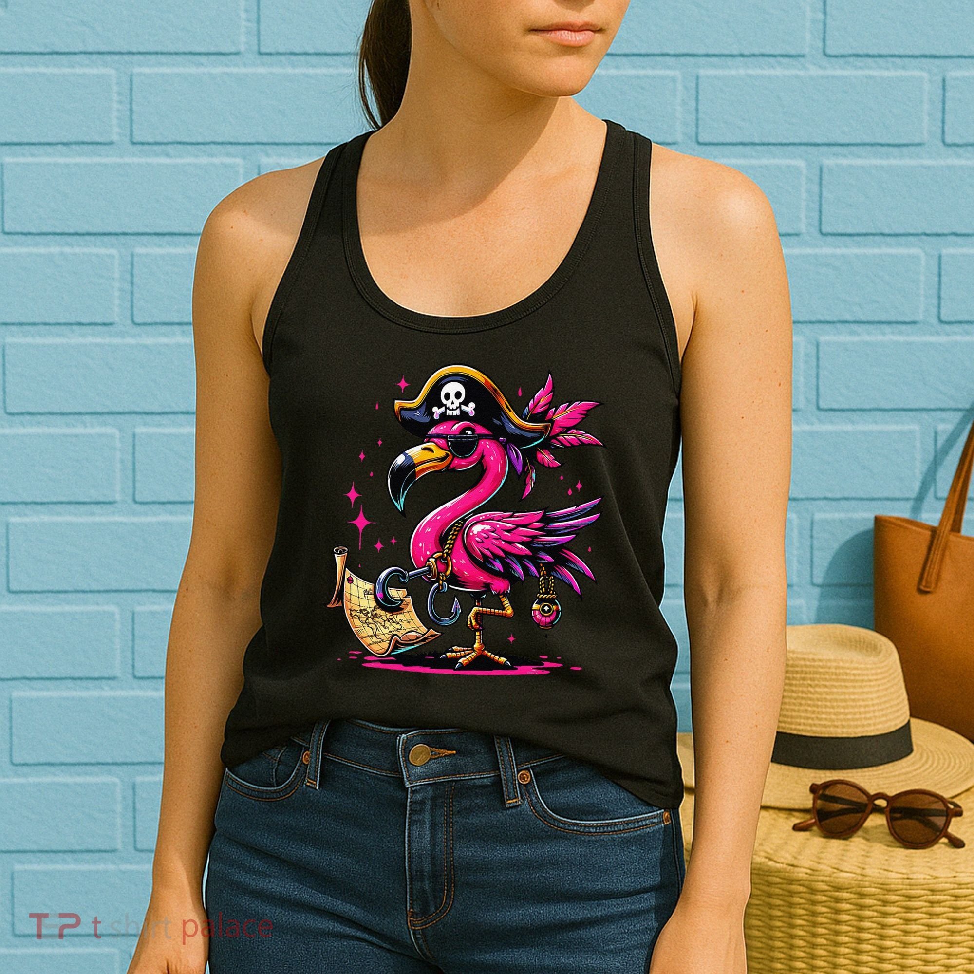 Pirate Pin.K Flamingo Halloween Party Jolly Roger Women's Tank Top