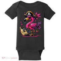 Pirate Pin.K Flamingo Halloween Party Jolly Roger Baby Bodysuit thumb 0