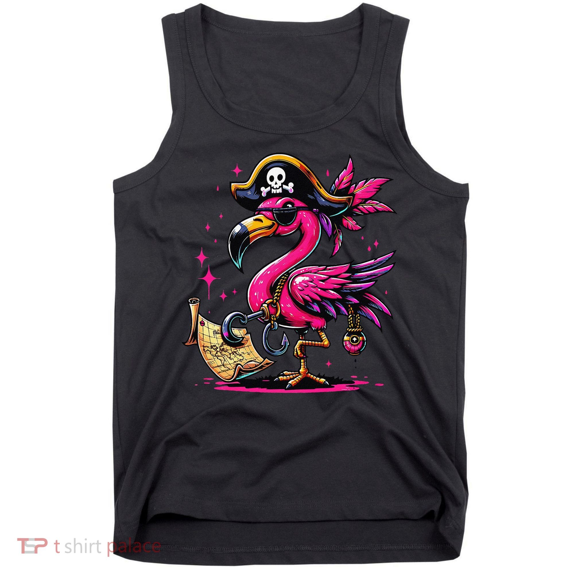 Pirate Pin.K Flamingo Halloween Party Jolly Roger Tank Top