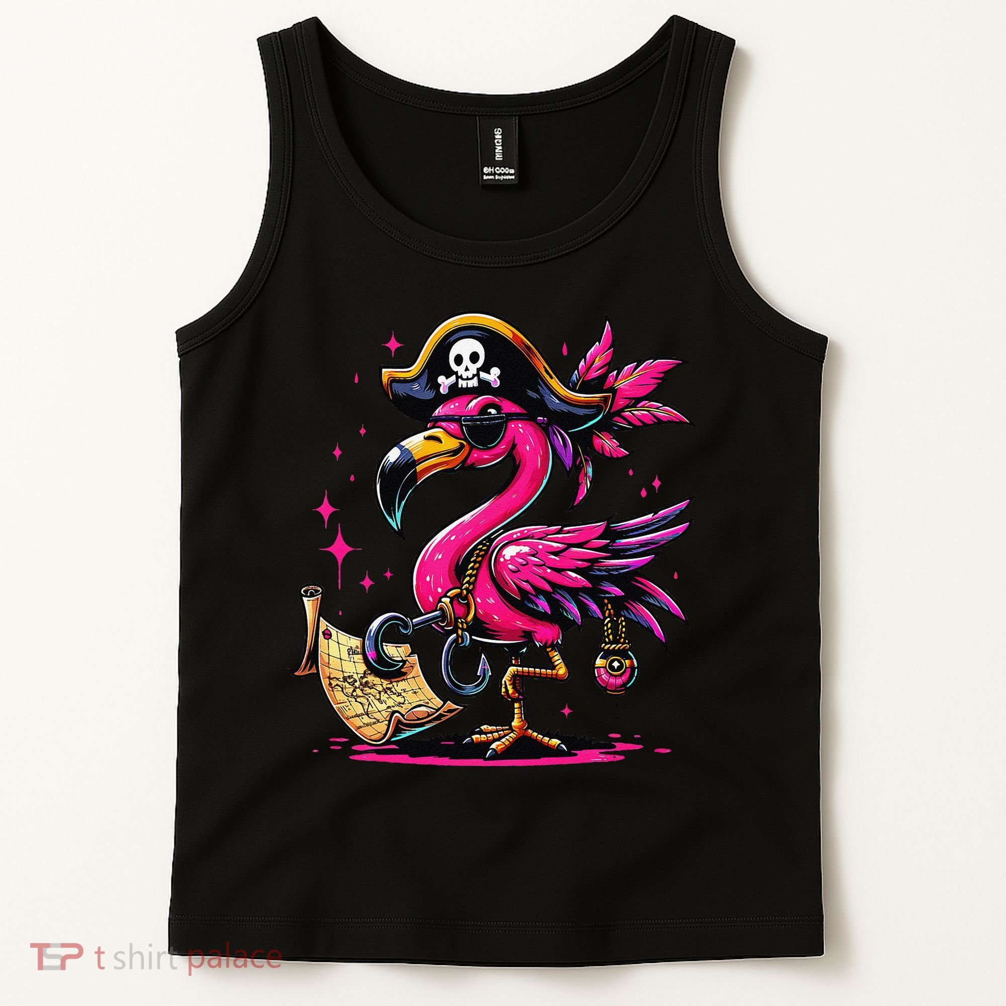 Pirate Pin.K Flamingo Halloween Party Jolly Roger Tank Top