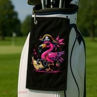 Pirate Pin.K Flamingo Halloween Party Jolly Roger Golf Towel thumb 2