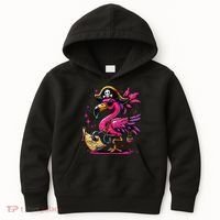 Pirate Pin.K Flamingo Halloween Party Jolly Roger Kids Hoodie thumb 0