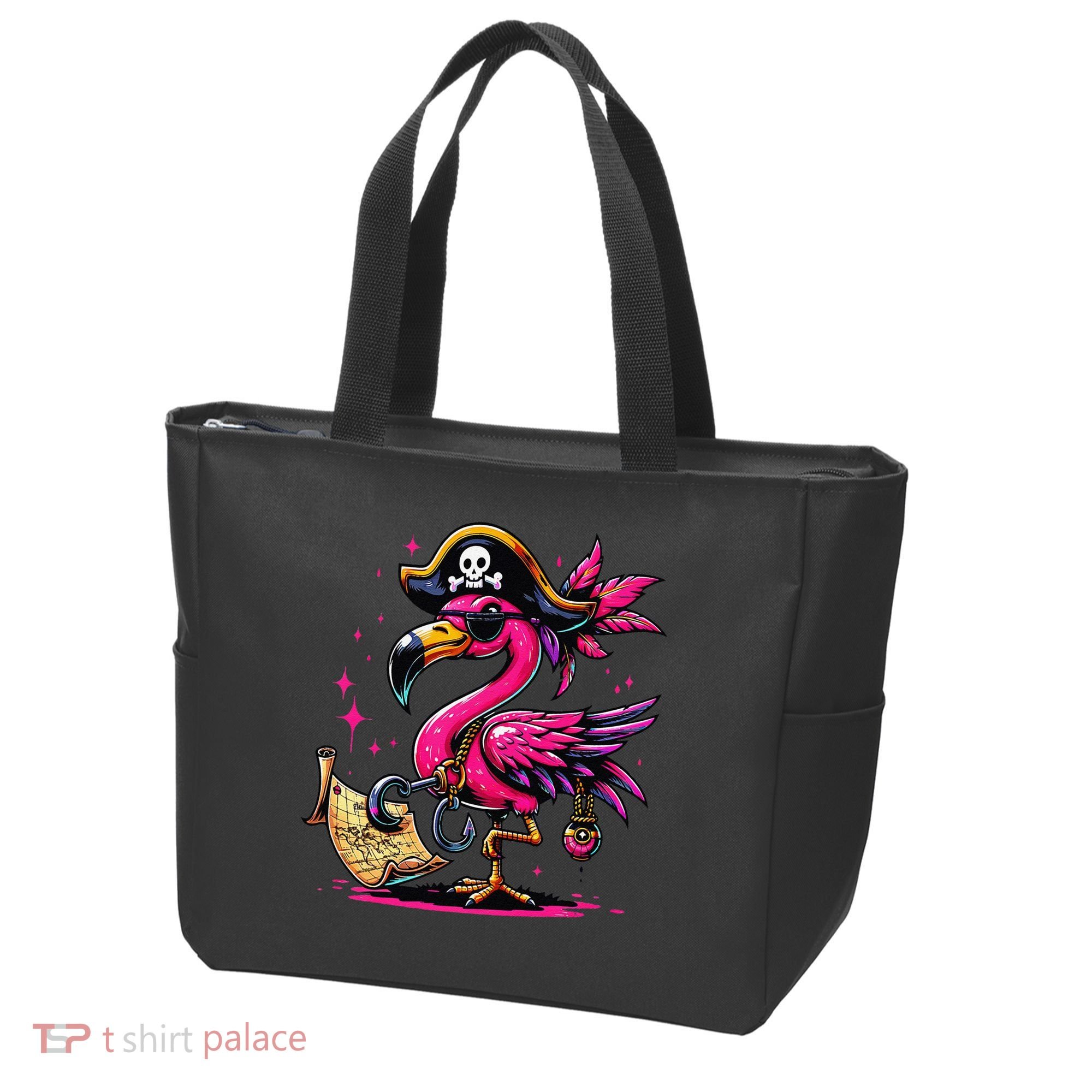 Pirate Pin.K Flamingo Halloween Party Jolly Roger Tote Bag