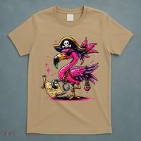 Pirate Pin.K Flamingo Halloween Party Jolly Roger T-Shirt thumb 5