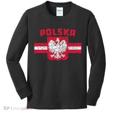 Polska Poland Flag Polish White Eagle Kids Long Sleeve Shirt