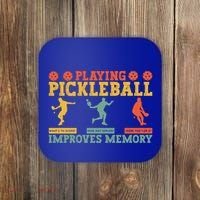 Pickleball Player Funny Playing Pickleball Improves Memory Funny Gift Coaster thumb 0