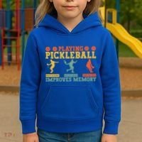 Pickleball Player Funny Playing Pickleball Improves Memory Funny Gift Kids Hoodie thumb 3