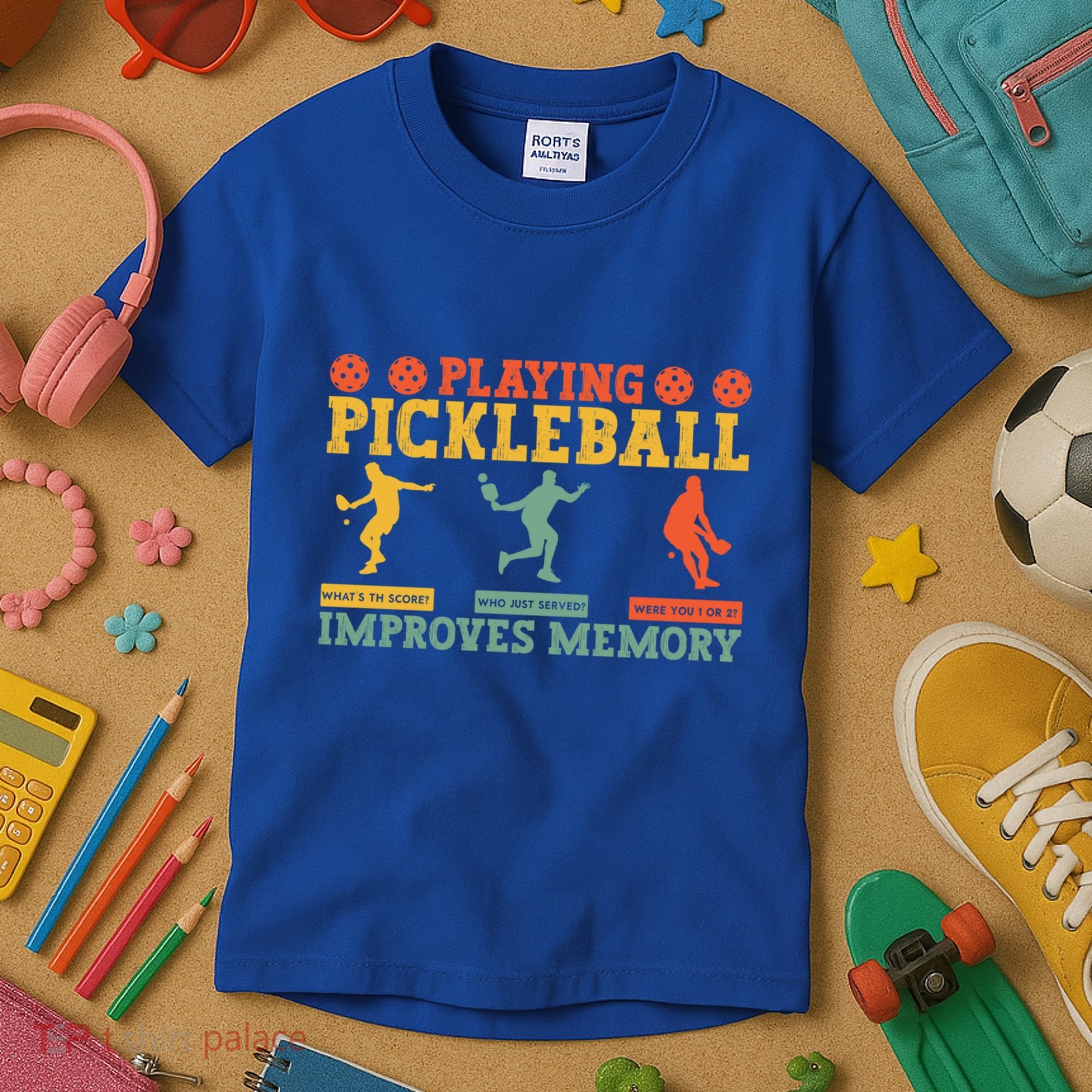 Pickleball Player Funny Playing Pickleball Improves Memory Funny Gift Kids T-Shirt